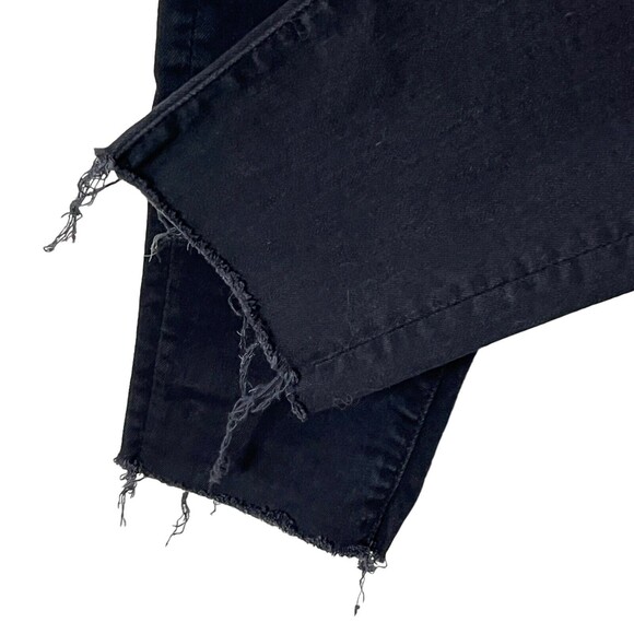 MOTHER Looker Ankle Fray Jeans Women’s Size 25 Black Guilty As Sin Cropped - Picture 6 of 12